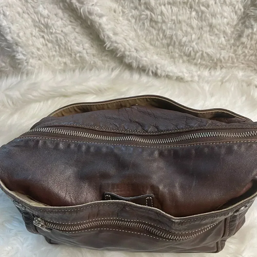 Vintage Toyooka Handmade craftsman made in Japan distressed Brown leather bag